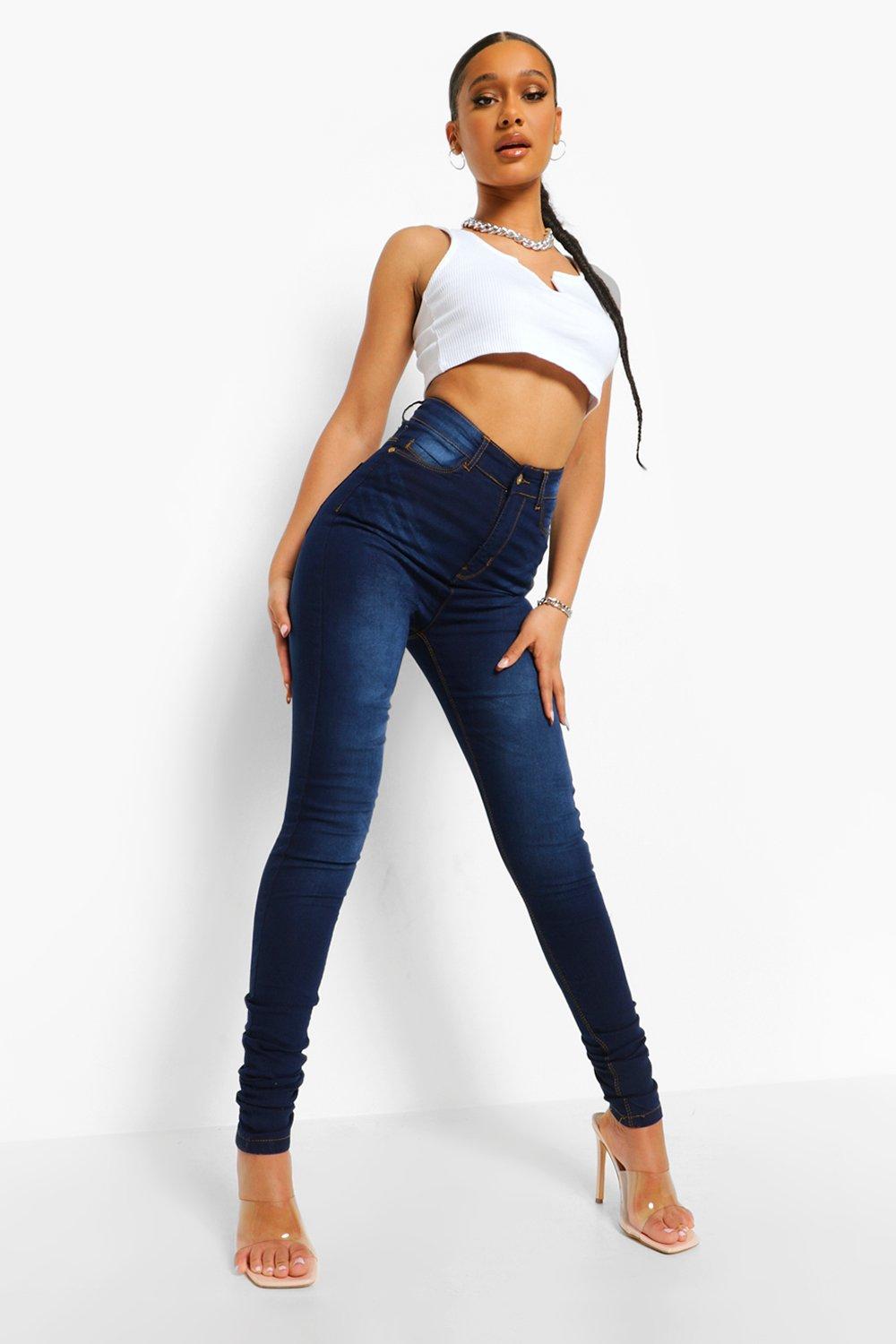 Mid blue high hot sale waisted skinny jeans